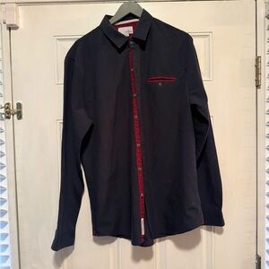 Elegant Black and Red Men's Casual Shirt